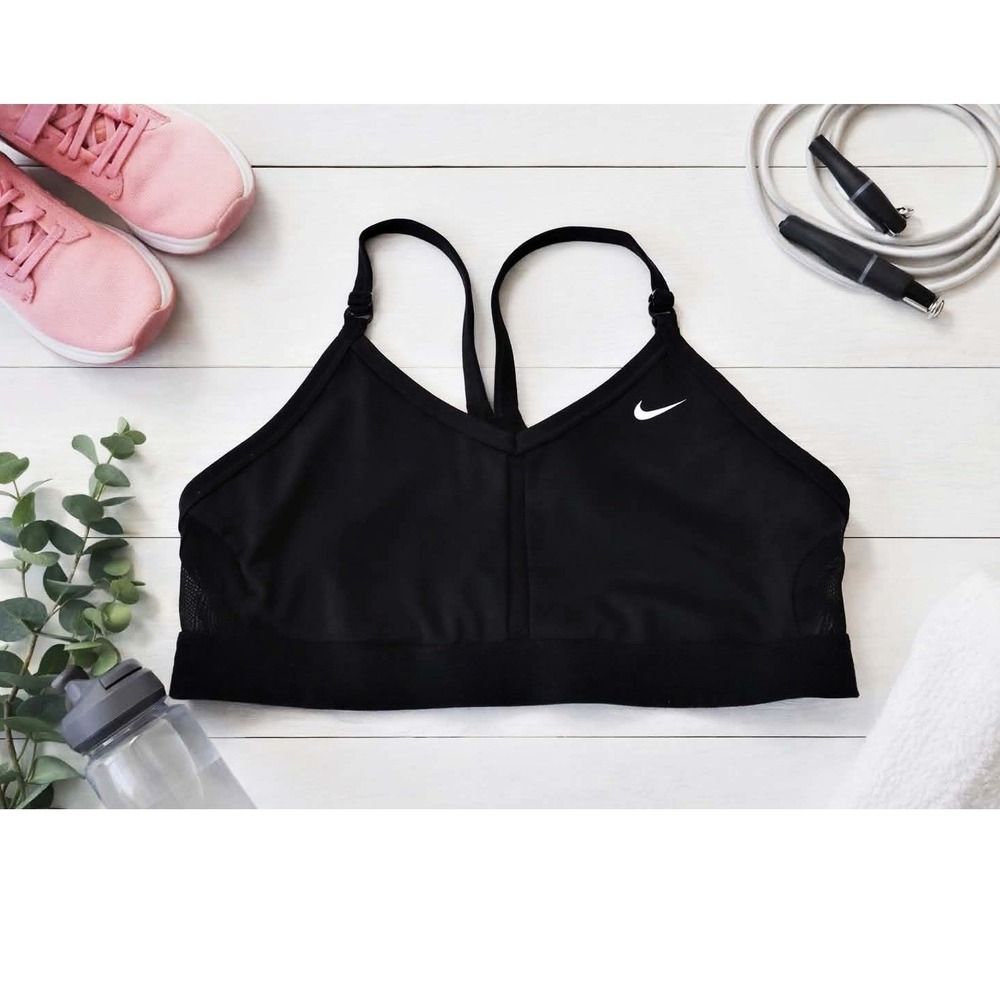 Nike Swoosh Support Sports Bra Black CZ4456-010 Dri-FIT Racerback Women's L